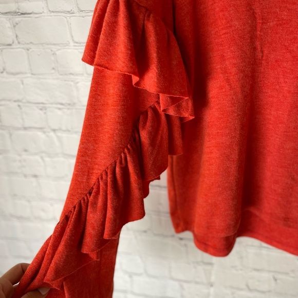 THML Red Ruffle Sleeve Sweater - Picture 6 of 15